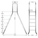 Masszeichnung Aufstellleiter CLASSIC 150 cm Beckentiefe, 2 x 5 Stufen